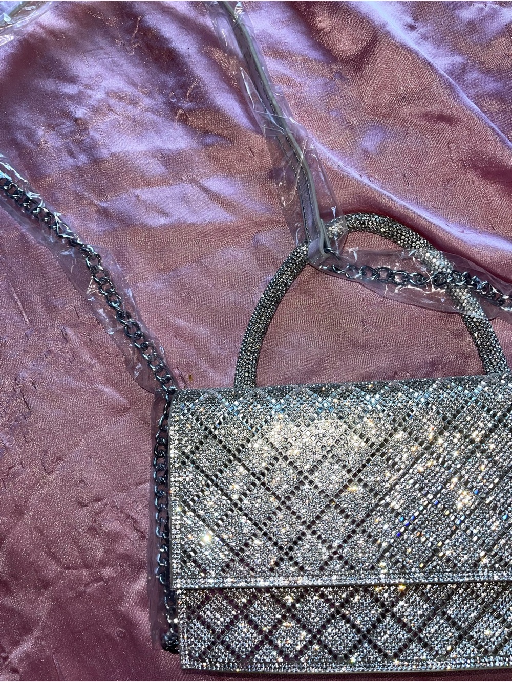 Crystal-Embellished Black Evening Top-Handle Bag - Picture 3 of 4